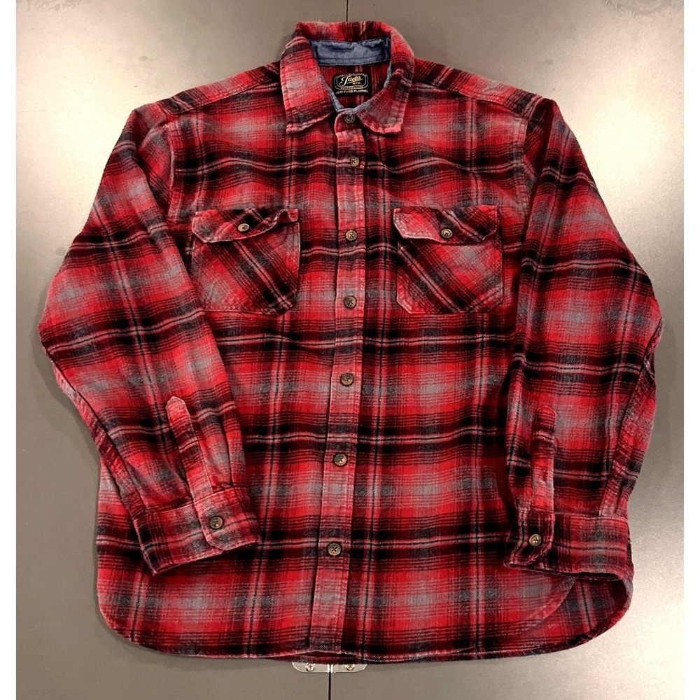 Jachs MFG Heritage Flannel Mens XL Red Black Plaid Button Down Excellent Shirt